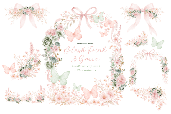 Download Blush Pink &amp; Sage Wildflowers Clipart, - Wildflower Collection