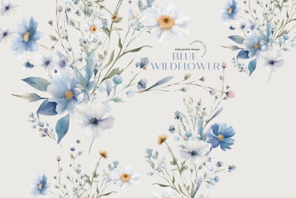 Download Watercolor Blue Wildflowers Clipart - Wildflower Collection