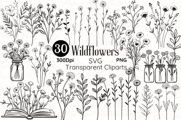 Download Minimal Wildflower Doodle SVG Hand-drawn - Premium Bundle