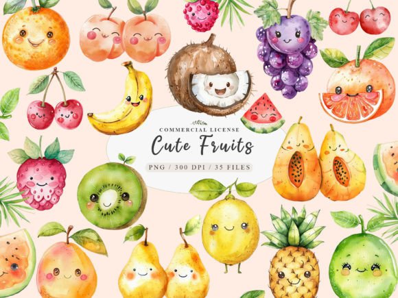 Download Cute Fruit Clipart,Kawaii Fruits Clipart - Fruit clipart Collection