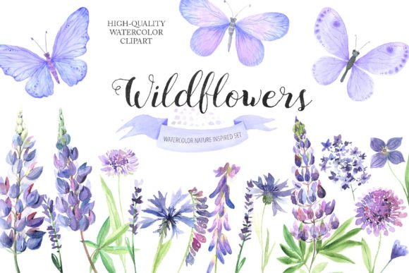 Download Watercolor Wildflowers Clipart PNG - Wildflower Collection