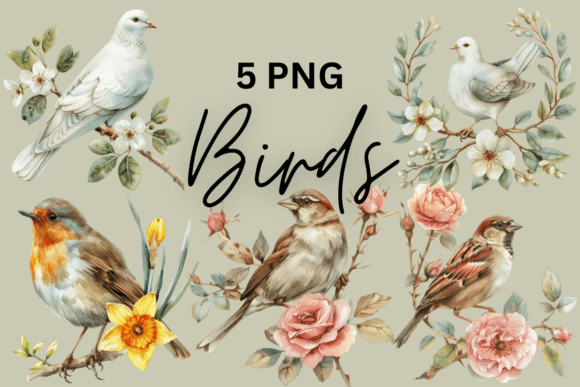 Download Watercolor Bird Floral Design Nature Art - Nature art Collection