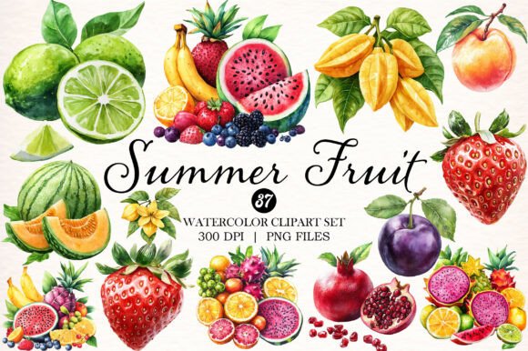 Download Watercolor Summer Fruit Clipart - Fruit clipart Collection