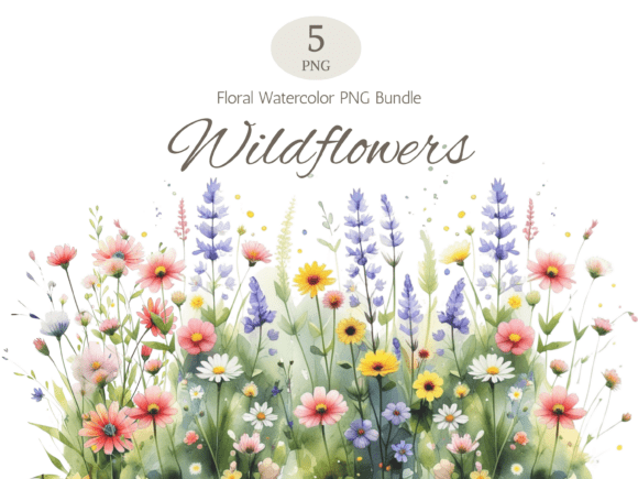 Download Watercolor Wildflower Border Bundle - Premium Resources