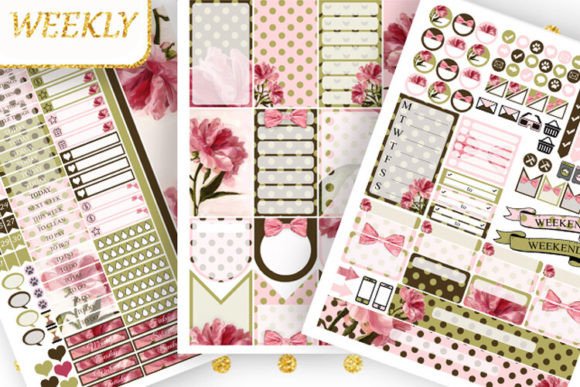 Download Pink Peonies Big Happy Planner Stickers - Planner stickers Collection