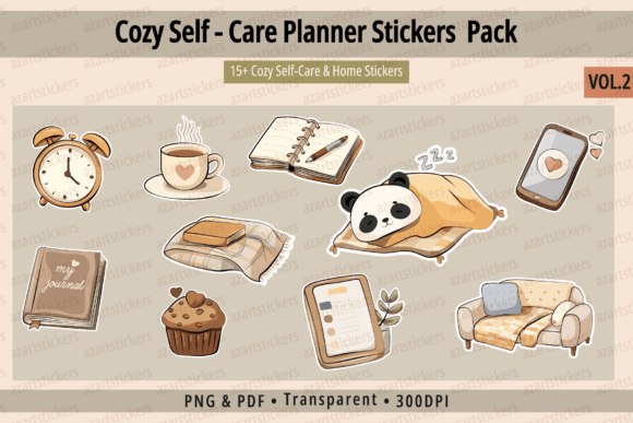Download Cozy Self - Care Planner Stickers Vol.2 - Planner stickers Collection