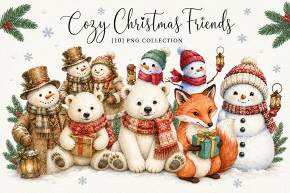 Download Cozy Christmas Friends Clipart Png Set - Friends Collection