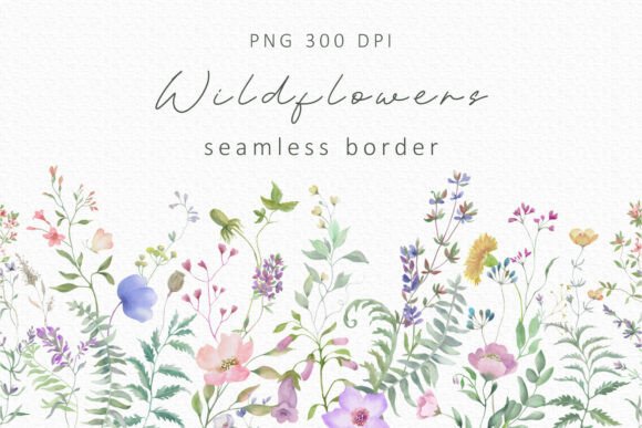 Download Watercolor Wildflower Seamless Border - Premium Resources