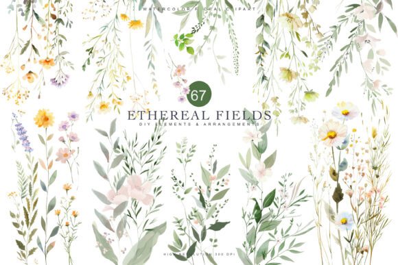 Download Watercolor Delicate Wildflower Clipart - Wildflower Collection