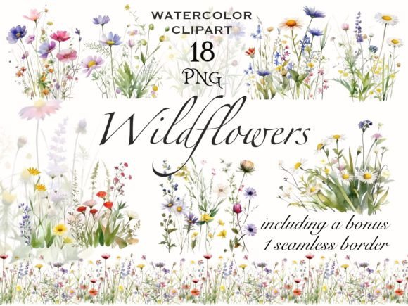 Download Wildflower Meadow Watercolor Clipart - Premium Resources