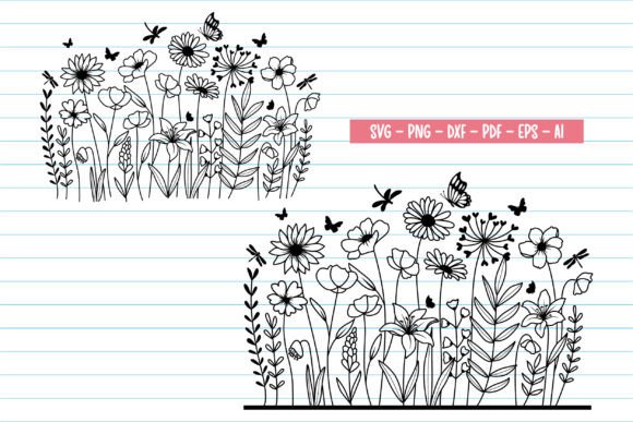 Download Wildflower Svg Flowers and Butterfly Svg - Premium Bundle