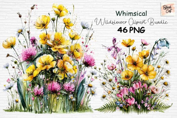 Download Whimsical Wildflower Clipart Bundle PNG - Wildflower Collection