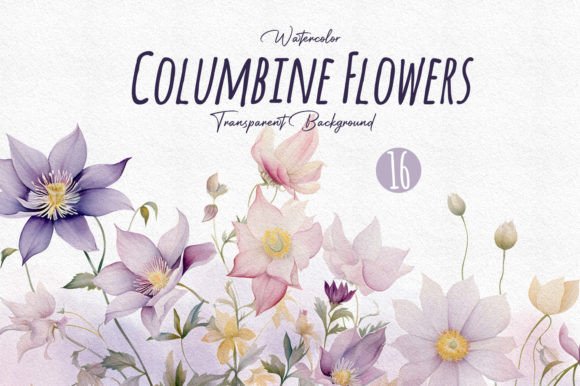 Download Watercolor Columbine WildFlower Clipart - Wildflower Collection