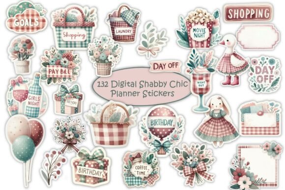 Download Shabby Chic Planner Stickers Kit PNGs - Planner stickers Collection