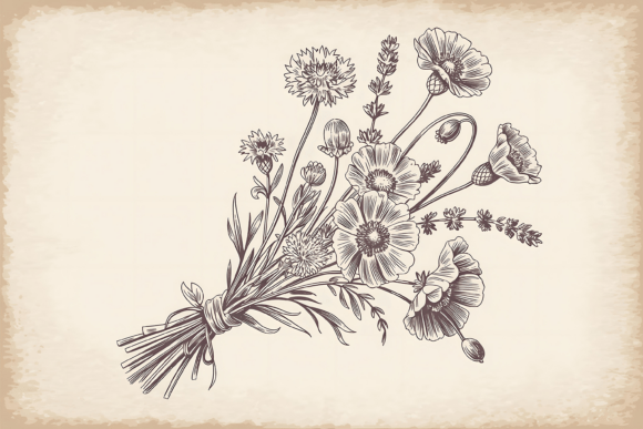 Download Vintage Tied Wildflower Bouquet Design - Wildflower Collection