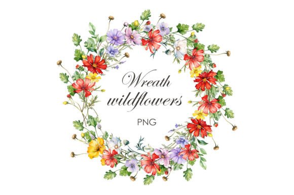 Download Wildflowers Frame. Watercolor Wreath - Wildflower Collection