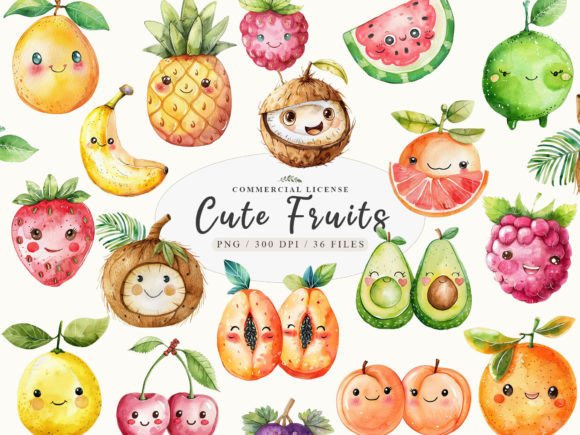 Download Cute Fruit Clipart,Kawaii Fruits Clipart - Fruit clipart Collection